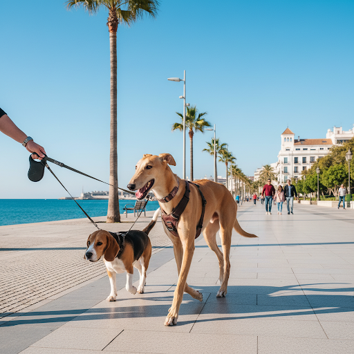 Galgo paseando al aire libre